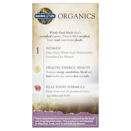 Garden of Life Organics Multivitamin for Women - Women's Once Daily Multi - Whole Food Multi with Iron, Biotin, Vegan Organic Womens Multivitamin for Health Garden of Life Au supplements