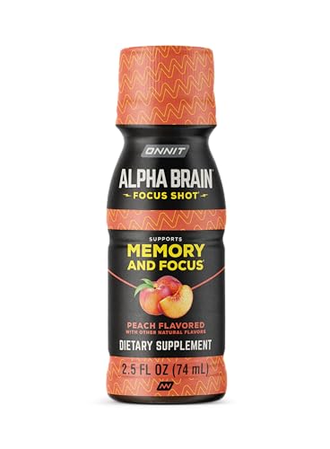 ONNIT Alpha Brain Focus Shot, Peach Flavor, Nootropic Dietary Supplement Drink That Supports Energy, Focus, and Mood, IGEN™ Non-GMO Tested, 2.5 fl oz, 6 Count ONNIT Au supplements