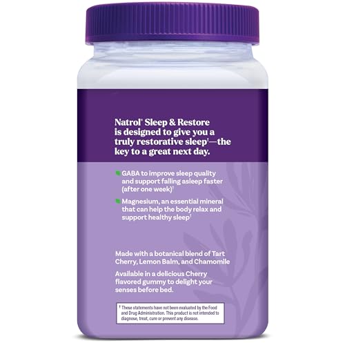 Natrol Sleep & Restore Magnesium Glycinate Blend Gummies, Magnesium for Sleep Aids for Adults, Melatonin-Free, Cherry Flavored, 30 Day Supply Natrol Au supplements
