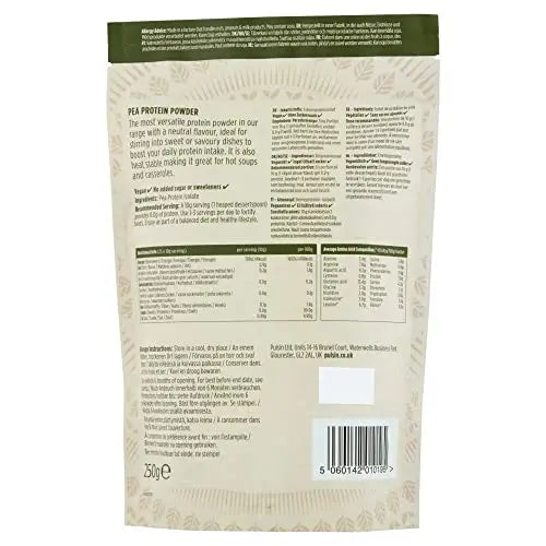 Pulsin - Unflavoured Vegan Pea Protein Powder - 250g - 8.0g Protein, 0g Carbs, 41 Kcals Per Serving Pulsin Au supplements