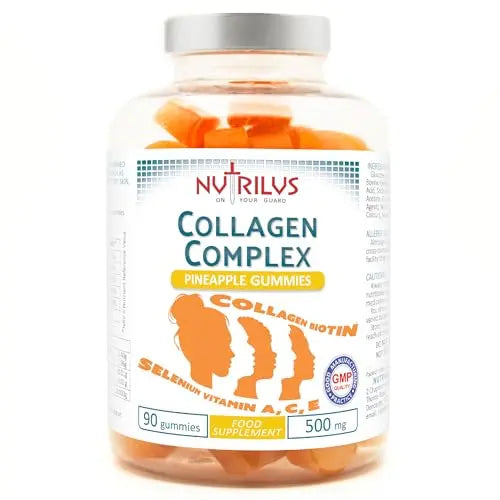 Collagen Complex 90 Natural Pineapple Gummies 500mg - Large Pack - with Biotin & Selenium Nutrilus Au supplements