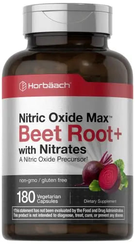 Nitric Oxide Beet Root Capsules | with Nitrates | 180 Count | Nitric Oxide Precursor | Vegetarian Horbäach Au supplements