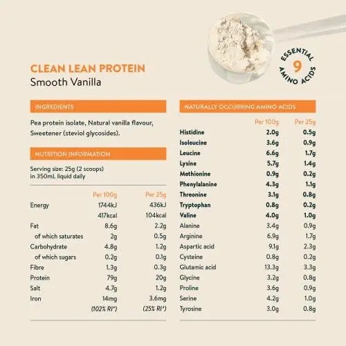 Vegan Protein Powders by Nuzest - Clean Lean Protein - Smooth Vanilla - Plant Based Pea Protein Shake Nuzest Au supplements