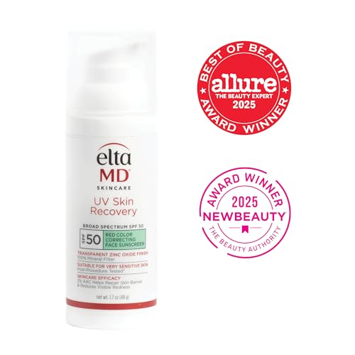 EltaMD UV Skin Recovery Green Tint 100% Mineral Sunscreen, SPF 50, Redness Correcting