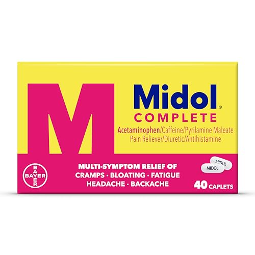 Midol Complete Menstrual Pain Relief Caplets, 40 Count - Provides Cramp, Headache, and Bloating Relief Midol Au supplements