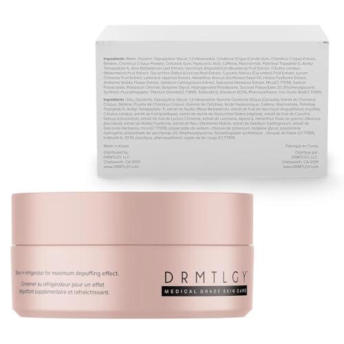 DRMTLGY Brightening Eye Masks – Biodegradable Hydrogel Under Eye Patches with Caffeine, Peptides, Hyaluronic Acid & Niacinamide