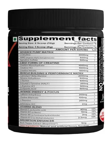 NutriJa Weapon-X Pre-Workout Powder with 21 Active Ingredients - 3 Best forms of Creatine NutriJa Au supplements