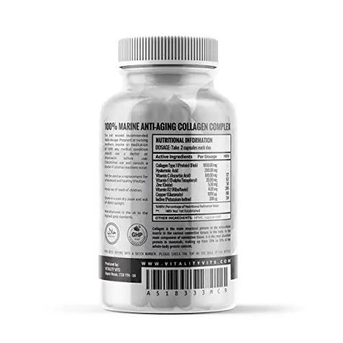 Marine Collagen Complex - High Strength Capsules for Hair, Skin, Nails & Joint Support - Vitamins B2 C & E VITALITYVITS Au supplements
