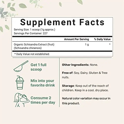 Organic Schisandra Extract Powder, 8 Ounce, Traditional Adaptogen and Filler Micro Ingredients Au supplements