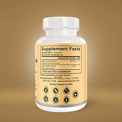 Smart Naturals Organic Ashwagandha with Black Pepper Herbal Supplements, Relieves Smart Naturals Au supplements
