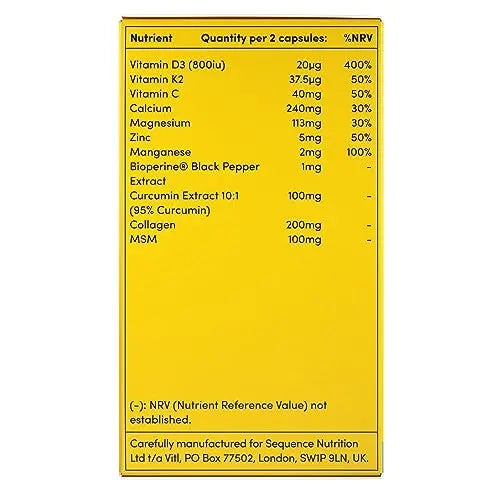 Vitl Bone & Joint Supplement - 60 Capsules - with Calcium, Manganese, Hydrolysed Type II Collagen & Turmeric - Maintenance for Joints, Bones VITL Au supplements