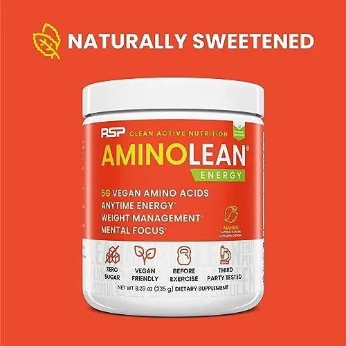 RSP Nutrition Mango Aminolean Amino Acid Supplement Powder, 8.29 OZ RSP NUTRITION Au supplements