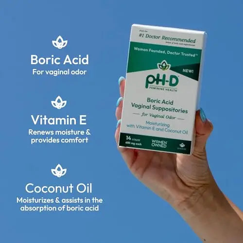 pH-D Feminine Health - Boric Acid Moisturizing Suppository - Woman Owned - for Vaginal Odor pH-D Feminine Health Support Au supplements