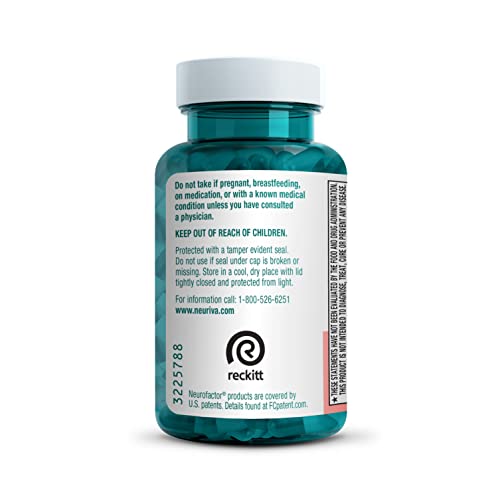 NEURIVA Original Decaffeinated Clinically Tested Nootropic Brain Supplement for Memory, Focus & Concentration, NeuroFactor & Phosphatidylserine, 28ct Capsules NEURIVA Au supplements
