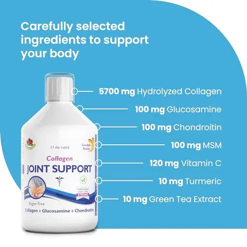 Swedish Nutra Joint Support Collagen - Pack of 500ml, 33 Day Supply | Berry Flavour | with Vitmain C & Glucosamine Swedish Nutra Au supplements