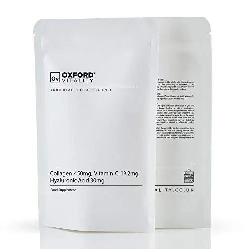 Collagen 450mg, Vitamin C 19.2mg, Hyaluronic Acid 30mg Capsules | Bones & Skin Ov OXFORD VITALITY Au supplements