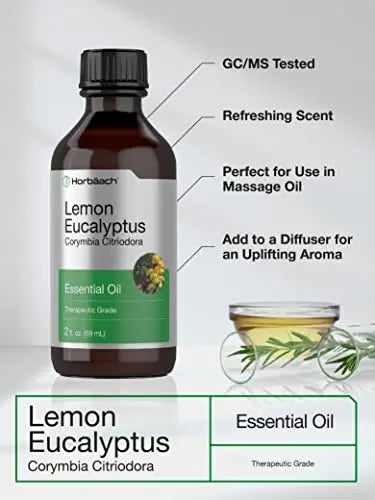 Lemon Eucalyptus Essential Oil | 2 oz | for Massage, Bath, Diffuser, DIY Projects & More Horbäach Au supplements