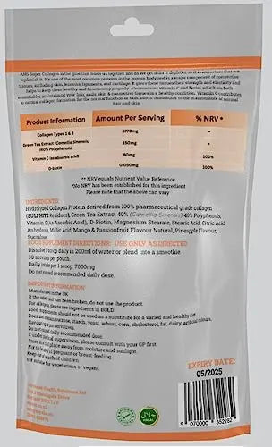 AHS Super Flavoured (Mango & Passionfruit) Collagen Powder 7000MG Per Scoop with Green Tea Extract AHS Au supplements