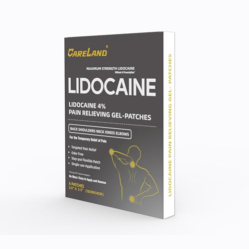 CARELAND Lidocaine Gel Patch, 18 Count Maximum Strength Pain Patches for Muscle Relief in Neck Knee Back and Shoulders Unscented Numbing Patch for Soothing Nerves, Joints CARELAND Au supplements