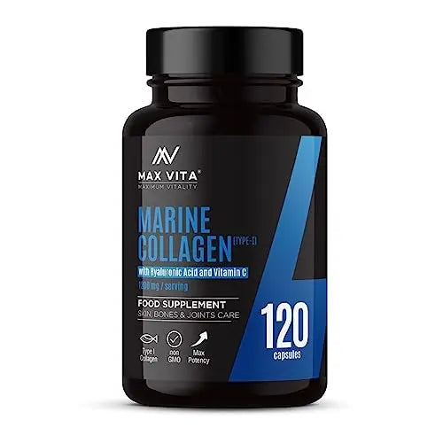 Marine Collagen Supplement 1200mg with Hyaluronic Acid & Vitamin C Hydrolysed Peptides Powder MAX VITA MAXIMUM VITALITY Au supplements