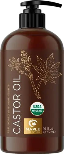Hexane Free Organic Castor Oil - USDA Organic Castor Oil for Body Detox Hair Growth & Skin Care Maple Holistics Au supplements