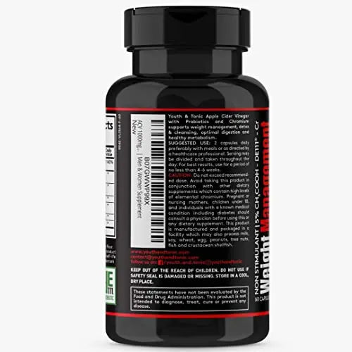 Youth & Tonic Natural Appetite Suppressant for Weight Loss / 1000 mg Apple Cider Youth & Tonic Au supplements