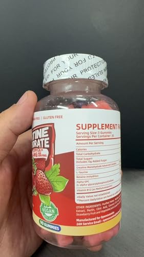Creatine Monohydrate Gummies Complex for Men & Women -Advanced Formula W/L-Taurine + Vitamin B12, Sugar Free Chewable Supplement,90 Strawberry Gummies Openovomins Au supplements