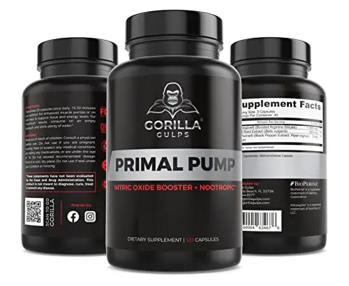 Gorilla Gulps - Primal Pump Nitric Oxide Supplement Nootropic 1500mg Nitrosigine L Gorilla Gulps Au supplements