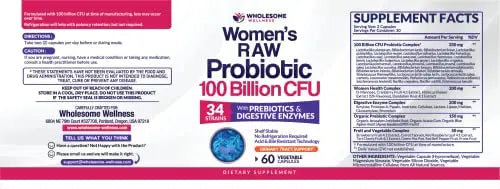 Dr. Formulated Raw Probiotics for Women 100 Billion CFUs with Prebiotics Wholesome Wellness Au supplements