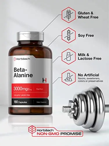Beta Alanine Capsules | 3000mg | 180 Count | Non-GMO, Gluten Free Supplement Horbäach Au supplements