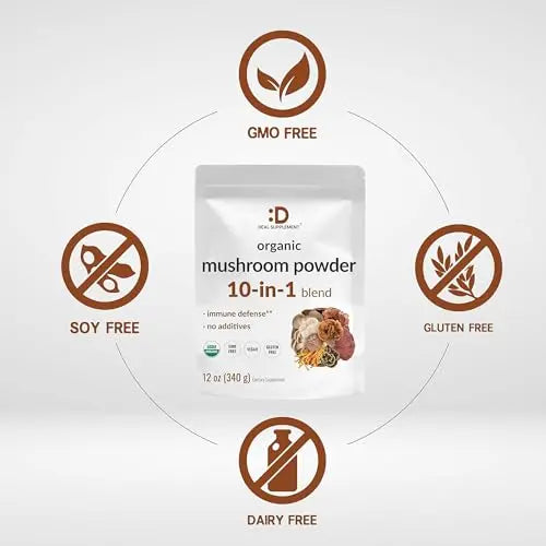 Organic Mushroom Powder Supplement, 12oz – 10 in 1 Active Blend – Turkey Tail, Lions Mane DEAL SUPPLEMENT Au supplements