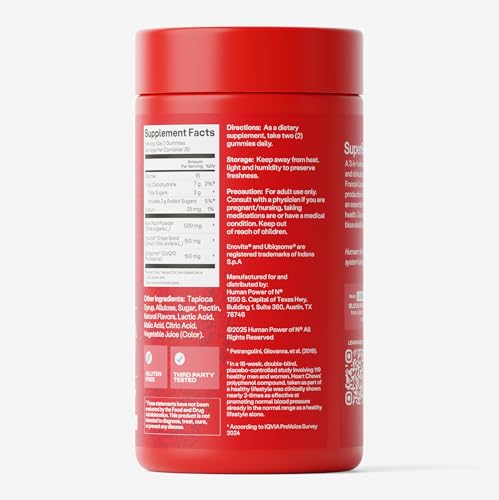 Humann SuperBeets 3-in-1 Heart Gummies - 3x Absorption CoQ10 - Plus Beetroot Extract & Grape Seed Extract for Advanced Heart Health, Cellular Energy & Circulation Support
