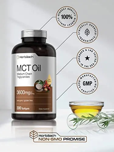 Keto MCT Oil Capsules 3600mg | 300 Softgels | Coconut Oil Pills | Non-GMO and Gluten Horbäach Au supplements
