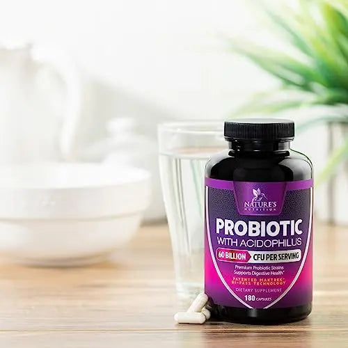 Probiotics, 60 Billion CFU per Serving, Probiotic with Prebiotics for Digestive & Immune Health Nature's Nutrition Au supplements