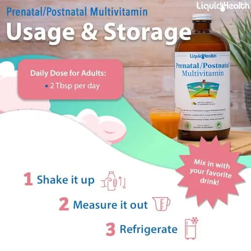 LIQUIDHEALTH Prenatal/Postnatal Multiple Liquid Women's Multivitamin with Real Folate LIQUIDHEALTH Au supplements