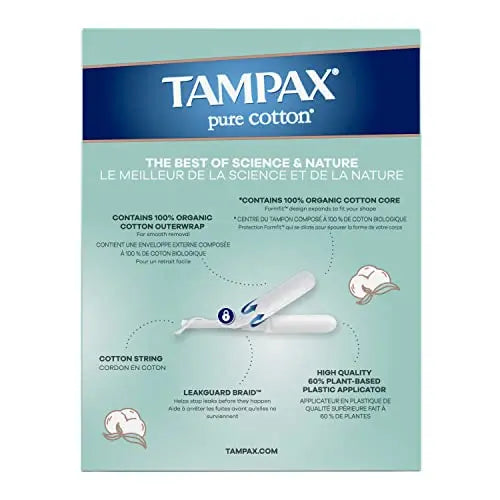 TAMPAX Pure 100% Organic Cotton Core Super Absorbency Tampons - 24 ct Tampax Au supplements