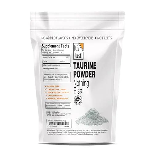It's Just! - Taurine Powder, 250g Bulk, Pre-Workout Supplement, Unflavored (250g / 125 Servings) It's Just! Au supplements