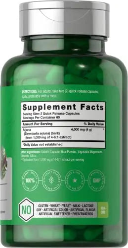 Arjuna Capsules 4000mg | 120 Count | Non-GMO, Gluten Free | from Arjuna Bark Herb Horbäach Au supplements