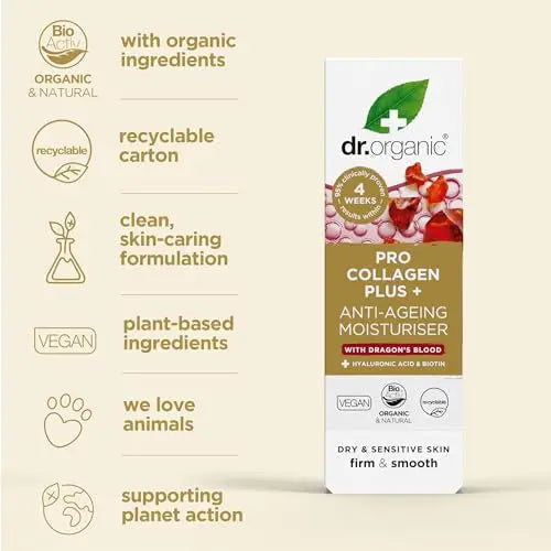 Dr Organic, Organic Pro Collagen with Dragons Blood, Natural, Vegan, Cruelty Free, Paraben & SLS Free, 50ml DR ORGANIC Au supplements