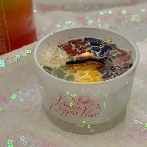 Princess Pippa's Place Healing Candles with Crystals Inside- Natural Soy Wax 7 Stones Crystal Candle Jar Msupps.com Au supplements