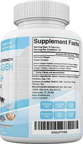 Slim Heat Multi Collagen Complex - Type I, II, III, V, X - Healthy Hair, Nails and Joints Slim Heat Au supplements
