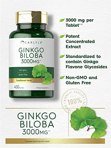 Carlyle Ginkgo Biloba 3000mg | 400 Tablets | Non-GMO, Gluten Free Carlyle Au supplements