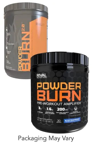 Rivalus Powder Burn 2.0 Pre Workout Supplement, Blue Raspberry, 0.89 Pounds Rivalus Au supplements