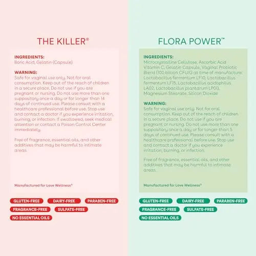 Love Wellness Womens Vaginal Suppository Duo, The Killer & Flora Power Love Wellness Au supplements