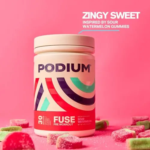 Podium Nutrition, Fuse Pre Workout Powder, Sour Watermelon, 30 Servings, Beta Alanine Podium Nutrition Au supplements