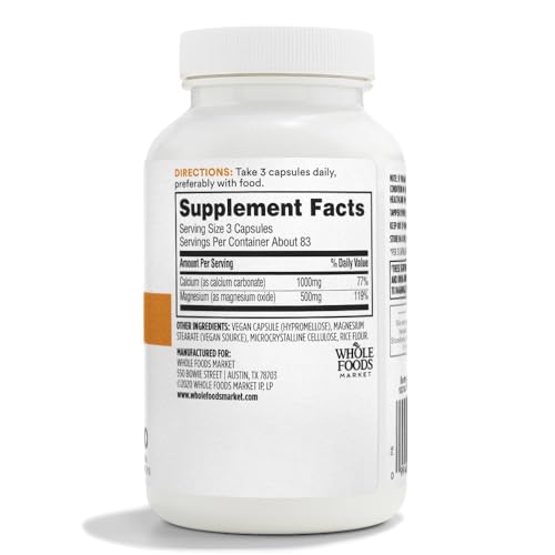365 by Whole Foods Market, Cal-Mag 2:1 Ratio, Easy-to-Swallow Vegan Capsules, 250 Count 365 by Whole Foods Market Au supplements