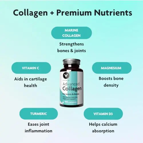 Premium Advanced Collagen Complex for Joint and Bone Health – High Strength Marine Collagen with Vitamin D3 V Vitamini Au supplements