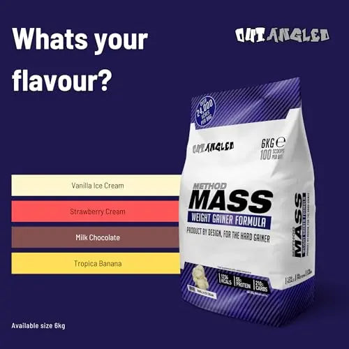 Out Angled Method Mass Gainer Powder, Tropical Banana, 6kg, 100 Scoops OUT ANGLED Au supplements