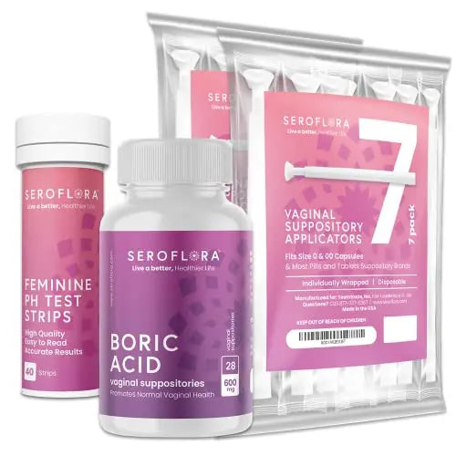Boric Acid Vaginal Suppositories (28ct) with Disposable Vaginal Suppository Applicators (14ct) Seroflora Au supplements