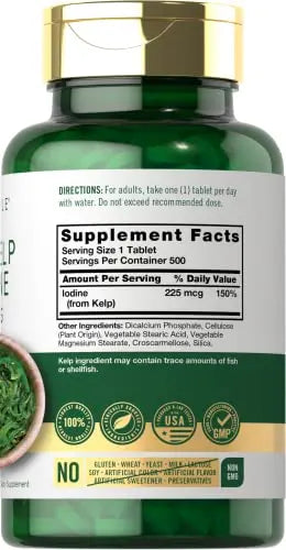 Sea Kelp Iodine Supplement | 225mcg | 300 Tablets | Non-GMO, Gluten Free | Traditional Carlyle Au supplements